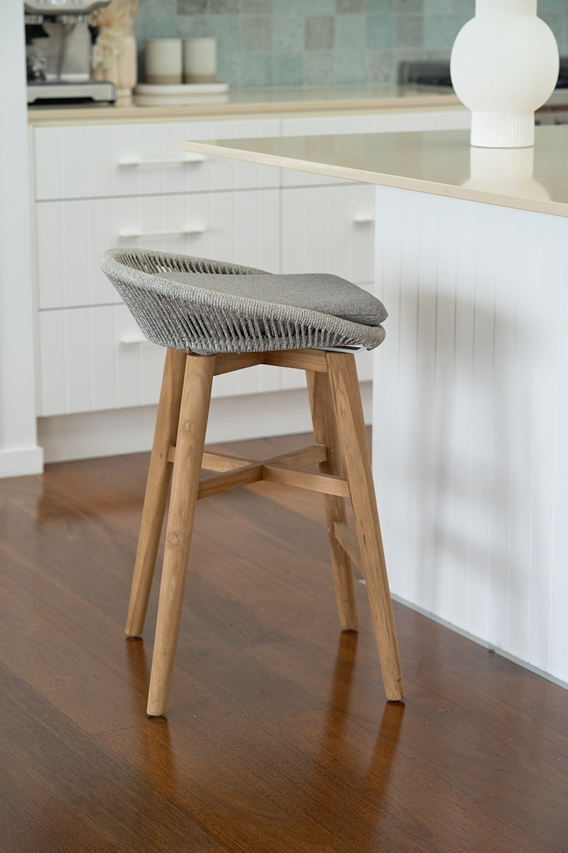 Taylor Backless Counter Stool Indoor/Outdoor Grey/White, Width 51cm x Depth 52cm x Height 76cm - Image 13