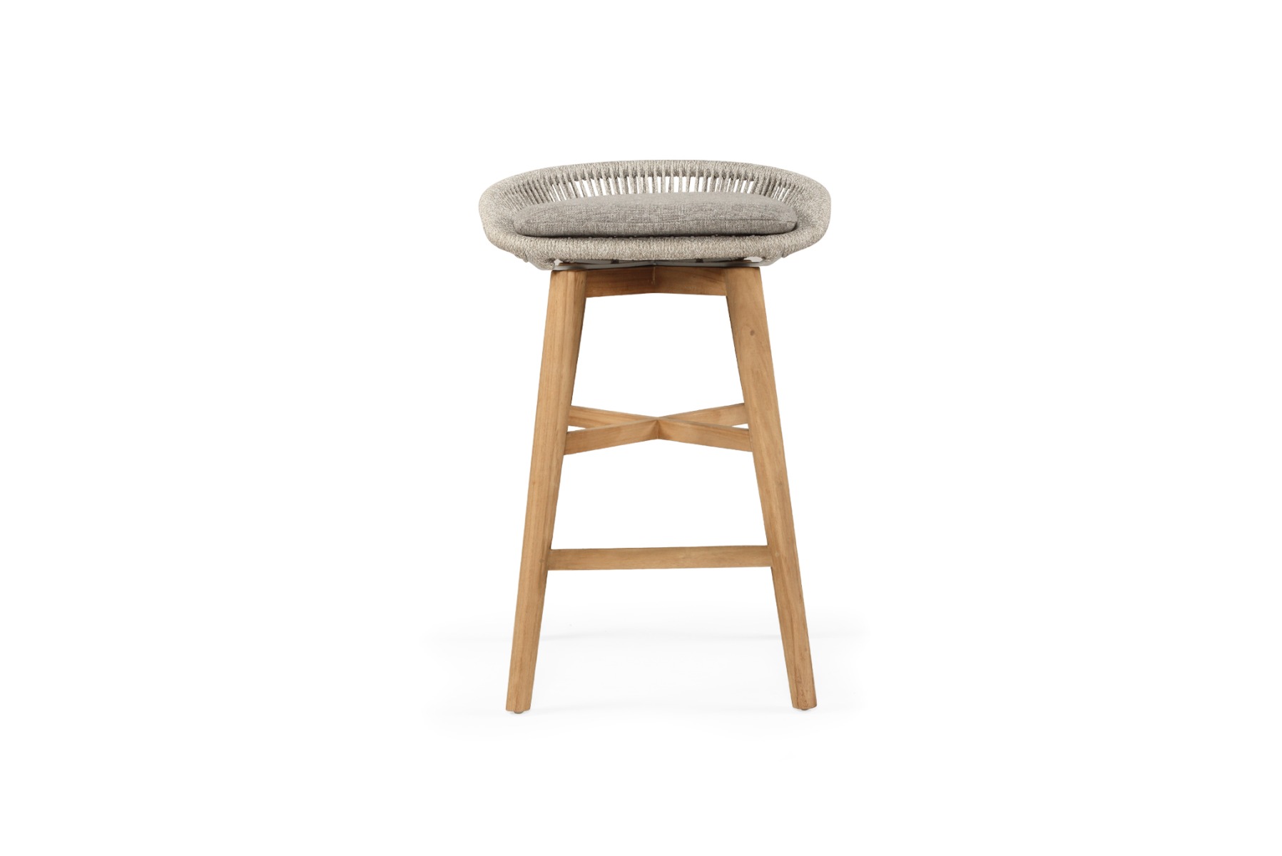 Taylor Backless Counter Stool Indoor/Outdoor Grey/White, Width 51cm x Depth 52cm x Height 76cm - Image 5