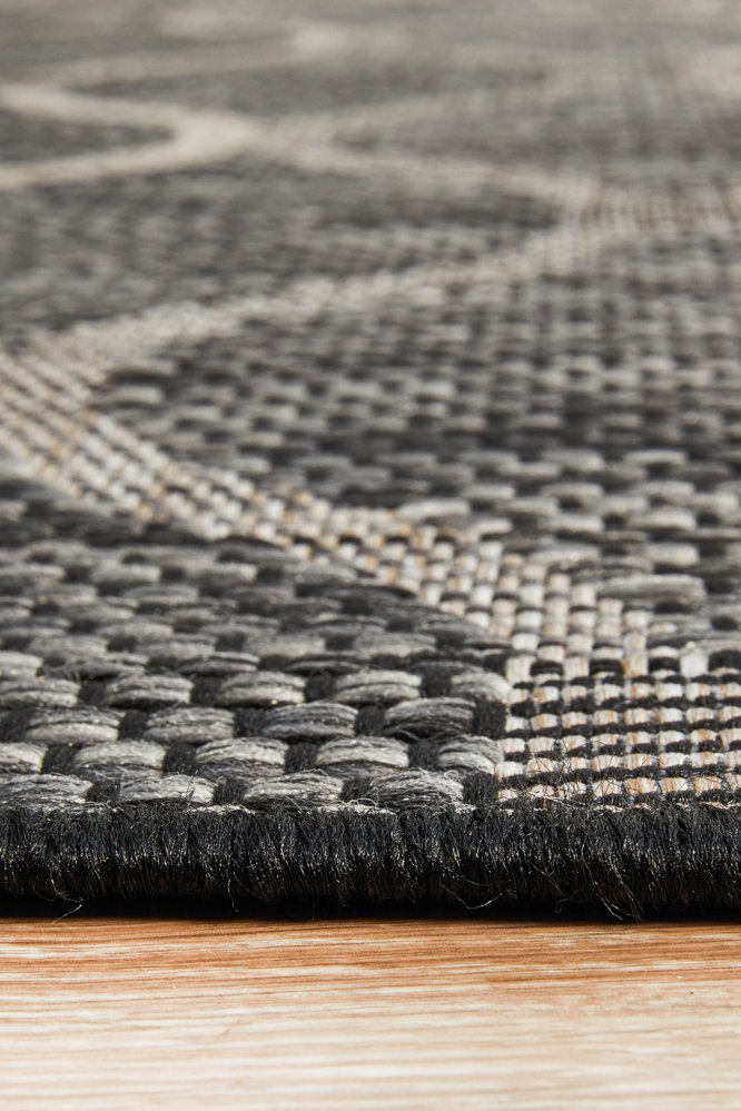 "Terrace" Hamptons Style Outdoor/Indoor Rug, Black - Image 3