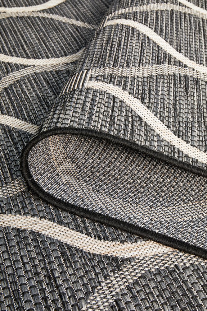 "Terrace" Hamptons Style Outdoor/Indoor Rug, Black-TERRACE 5501 BLACK 330X240CM: 330X240CM - Image 5