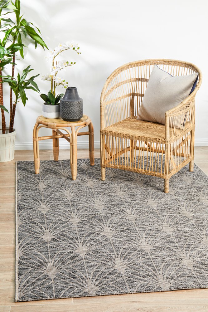 "Terrace" Hamptons Style Outdoor/Indoor Rug, Black - Image 9