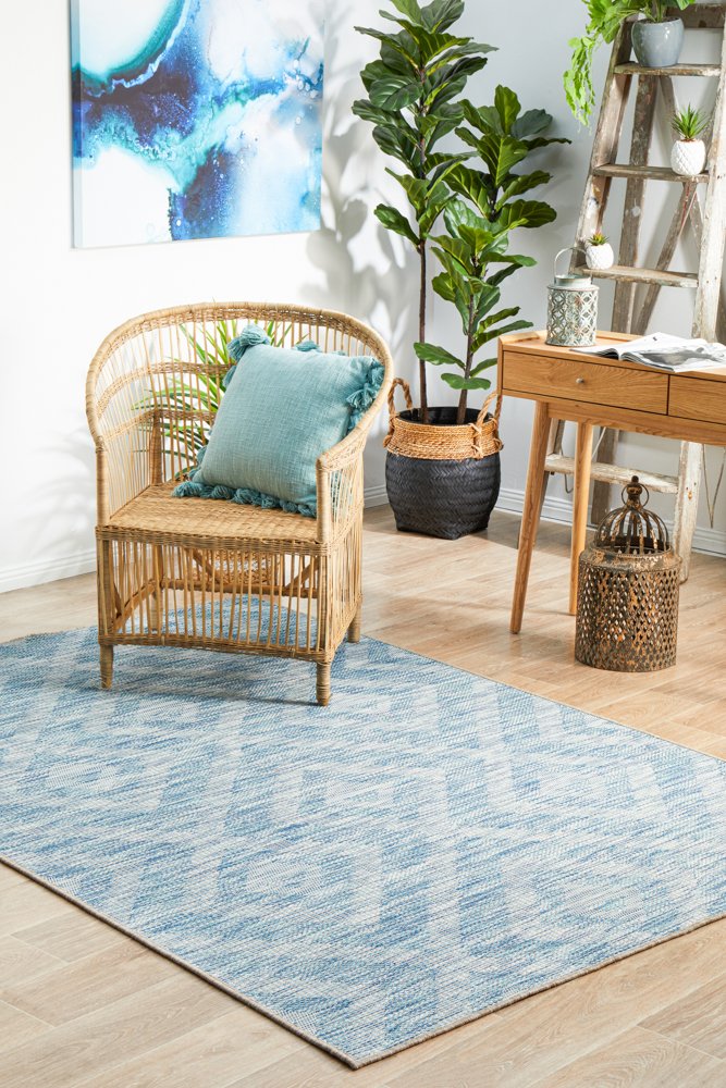 "Terrace" Hamptons Style Outdoor/Indoor Rug 5504, Blue-Terrace 5504 Blue 400cm x 300cm - Image 7