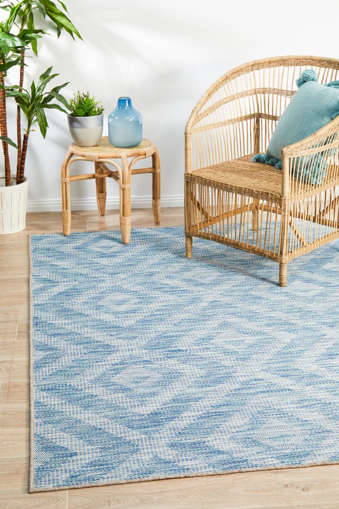 "Terrace" Hamptons Style Outdoor/Indoor Rug 5504, Blue-Terrace 5504 Blue 290cm x 200cm - Image 8