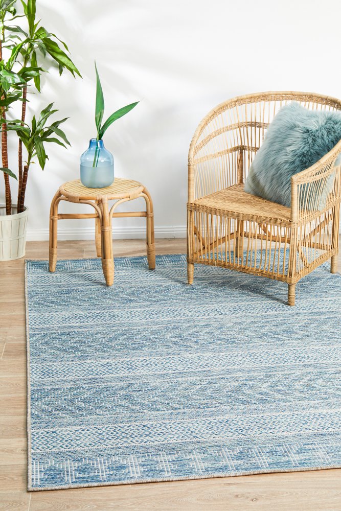 "Terrace" Hamptons Style Outdoor/Indoor Rug 5505, Blue-Terrace 5505 Blue Rug Size 290cm x 200cm - Image 8