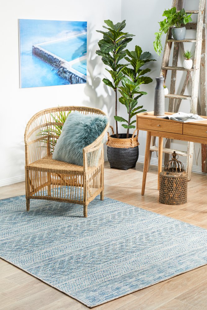 "Terrace" Hamptons Style Outdoor/Indoor Rug 5505, Blue-Terrace 5505 Blue Rug Size 290cm x 200cm - Image 7