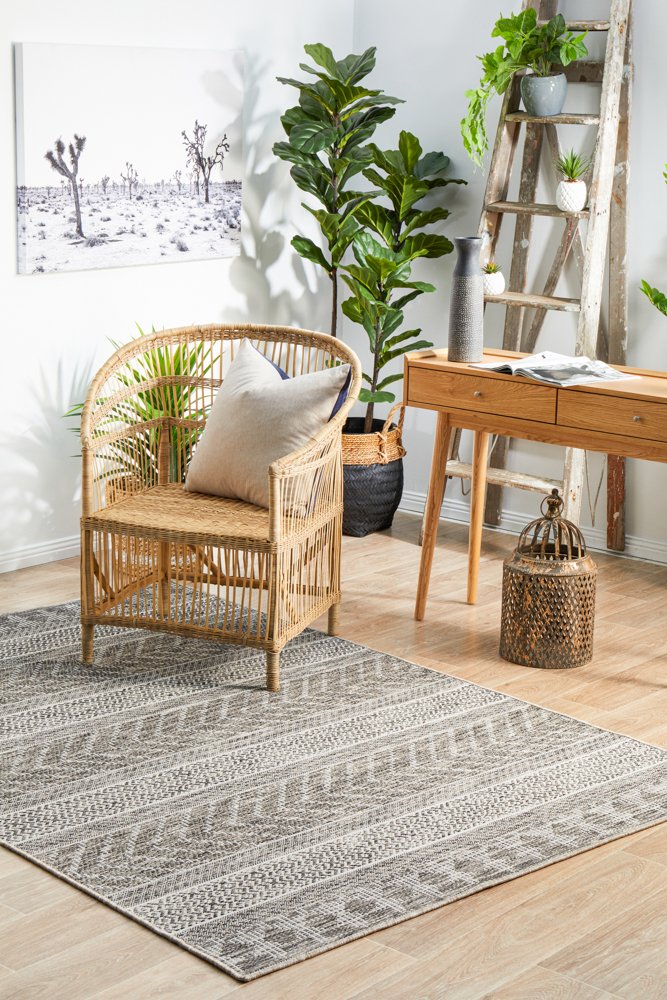 "Terrace" Hamptons Style Outdoor/Indoor Rug 5505, Grey-Terrace 5505 Grey 290cm x 200cm - Image 7