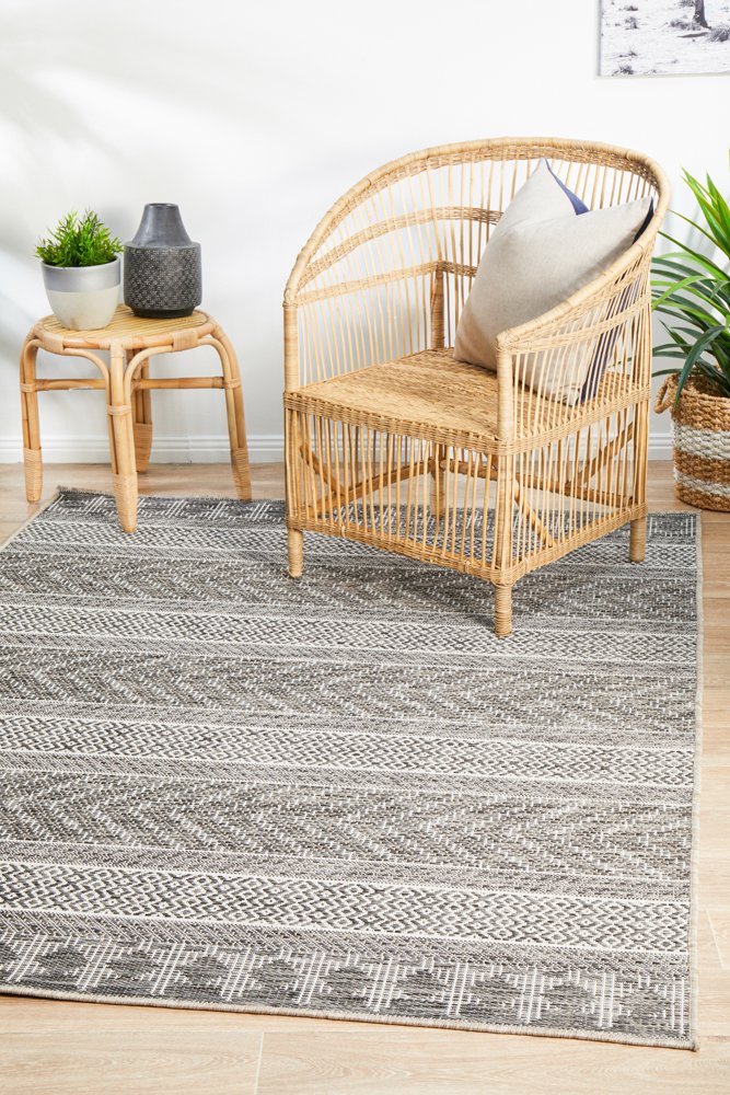 "Terrace" Hamptons Style Outdoor/Indoor Rug 5505, Grey-Terrace 5505 Grey 290cm x 200cm - Image 8