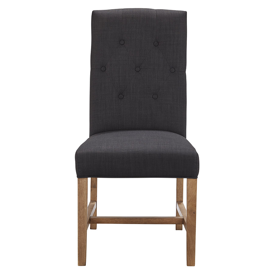 Tiffany Hamptons Style Buttoned Dining Chair, Black with Natural Timber legs (RRP $399) - Image 8