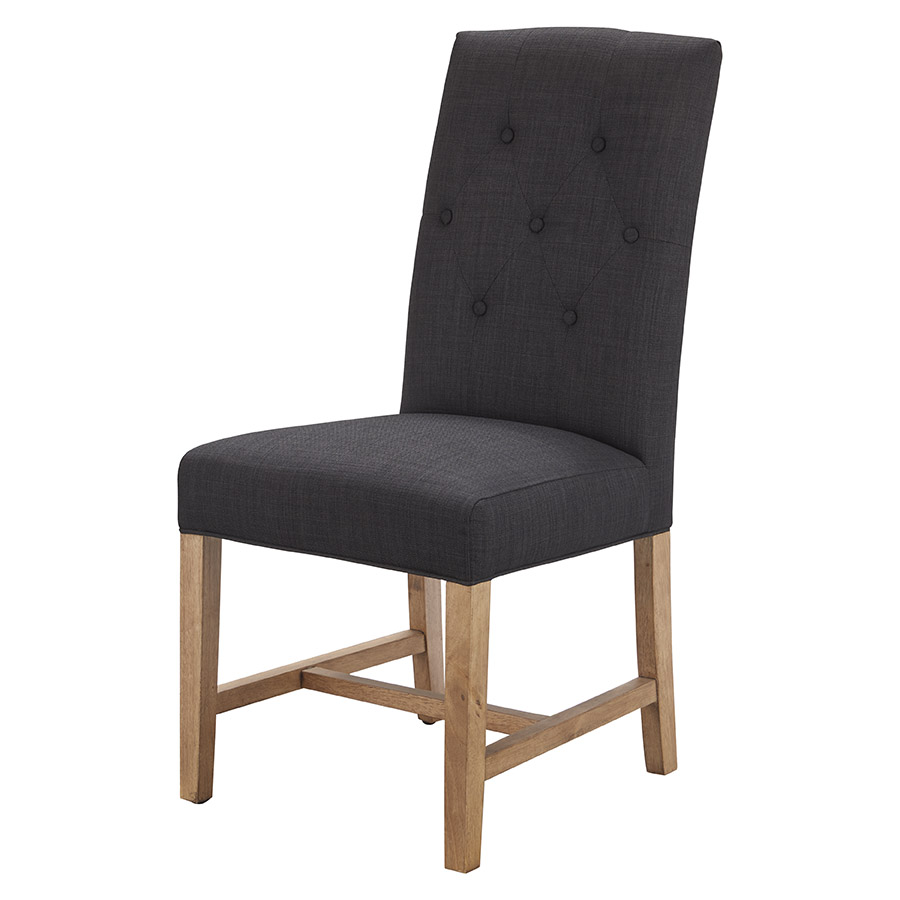 Tiffany Hamptons Style Buttoned Dining Chair, Black with Natural Timber legs (RRP $399) - Image 7
