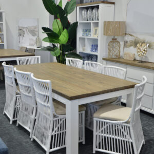 "Jefferson" 9 Piece Dining Package 225cm Two Tone Hardwood Timber Dining Table with 8 Villa Chairs