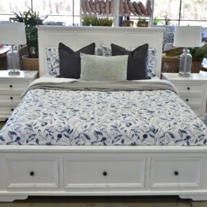 "Emily" Hamptons Style Solid Timber Queen Bed Frame in White, 215cmL x 167cmD x 120cmH (RRP $1999)