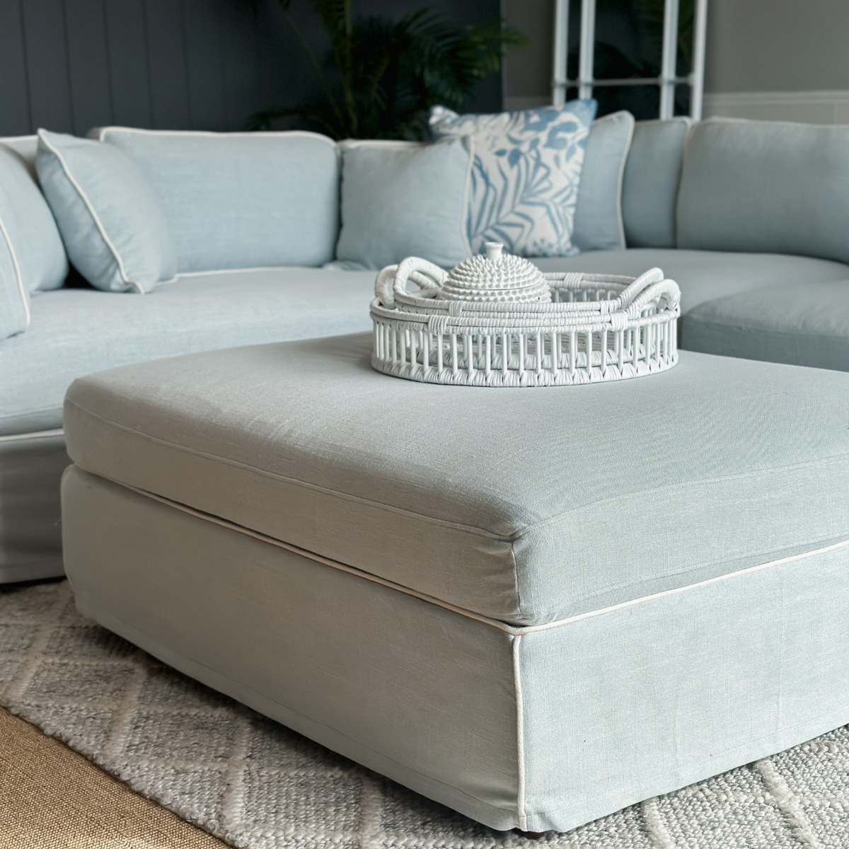 Marbella Modular Sofa Beach W/White Piping Left, W 150 D 100 H 85cm (RRP $6149) - Image 2