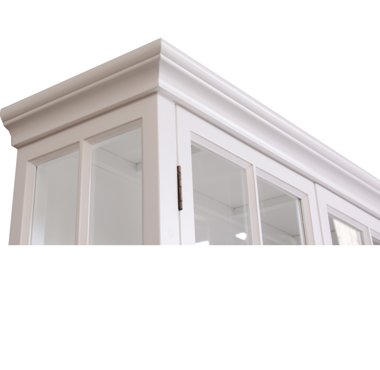 "Whitehaven" Hamptons Style Timber Glass & Solid Door Display Cabinet White, 120cmL x 40cmD x 220cmH - Image 4