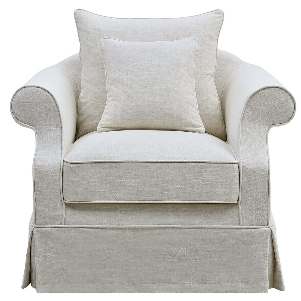 Slip Cover Only - Avalon Hamptons Armchair Ivory, W 109cm D 96cm H 81cm (RRP $699) - Image 6
