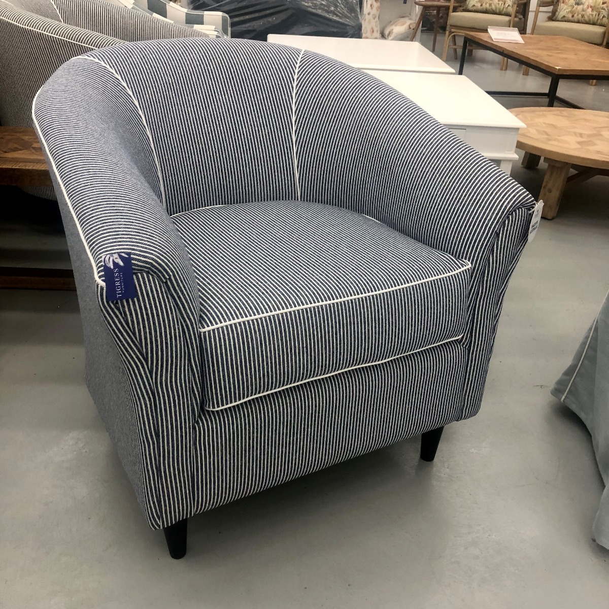 "Haven" Hamptons Style Australian Made Upholstered Fabric Tub Chair Available in 5 Colours (RRP $1199) - Image 4