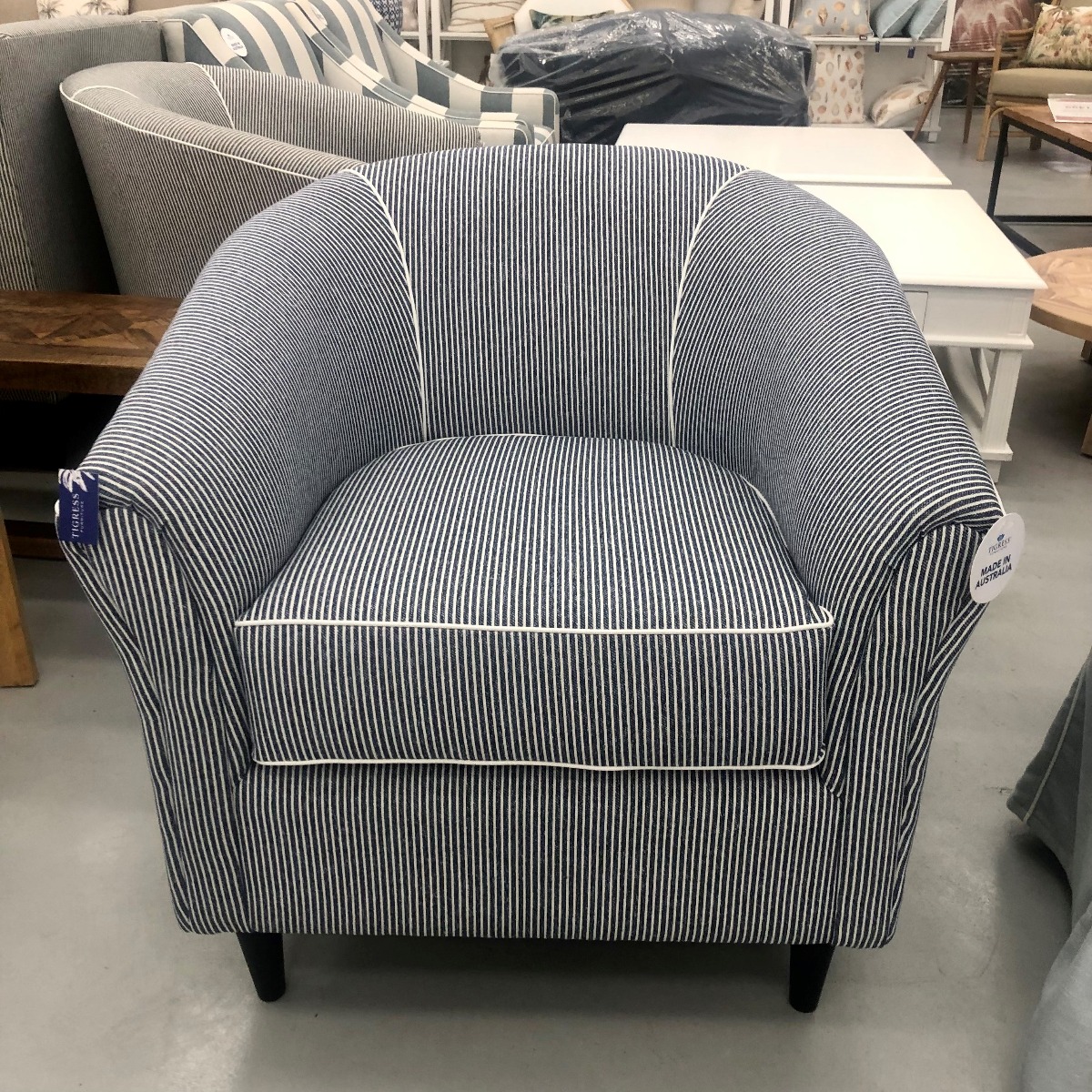 "Haven" Hamptons Style Australian Made Upholstered Fabric Tub Chair Available in 5 Colours (RRP $1199) - Image 3