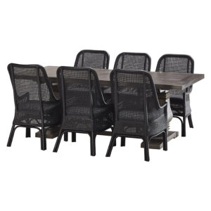 "Tuscany" 7 Piece Dining Package 240x110cm Hardwood Timber Dining Table + 6 Southbeach Chairs