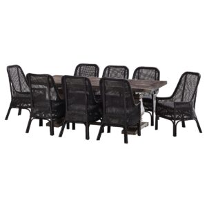 "Tuscany" 9 Piece Dining Package 240x110cm Hardwood Timber Dining Table + 8 Southbeach Chairs