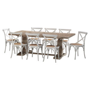 "Tuscany" 9 Piece Dining Package 240cm Hardwood Timber Dining Table with 8 Noosaville Chairs