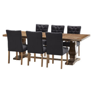 "Tuscany" 7 Piece Dining Package 210cm Solid Timber Dining Table with 6 Chloe Chairs (RRP $3999)