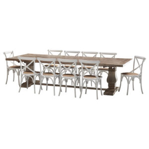 "Tuscany" 11 Piece Dining Package 300cm Hardwood Timber Dining Table with 10 Noosaville Chairs