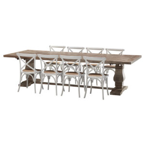 "Tuscany" 9 Piece Dining Package 300cm Hardwood Timber Dining Table with 8 Noosaville Chairs