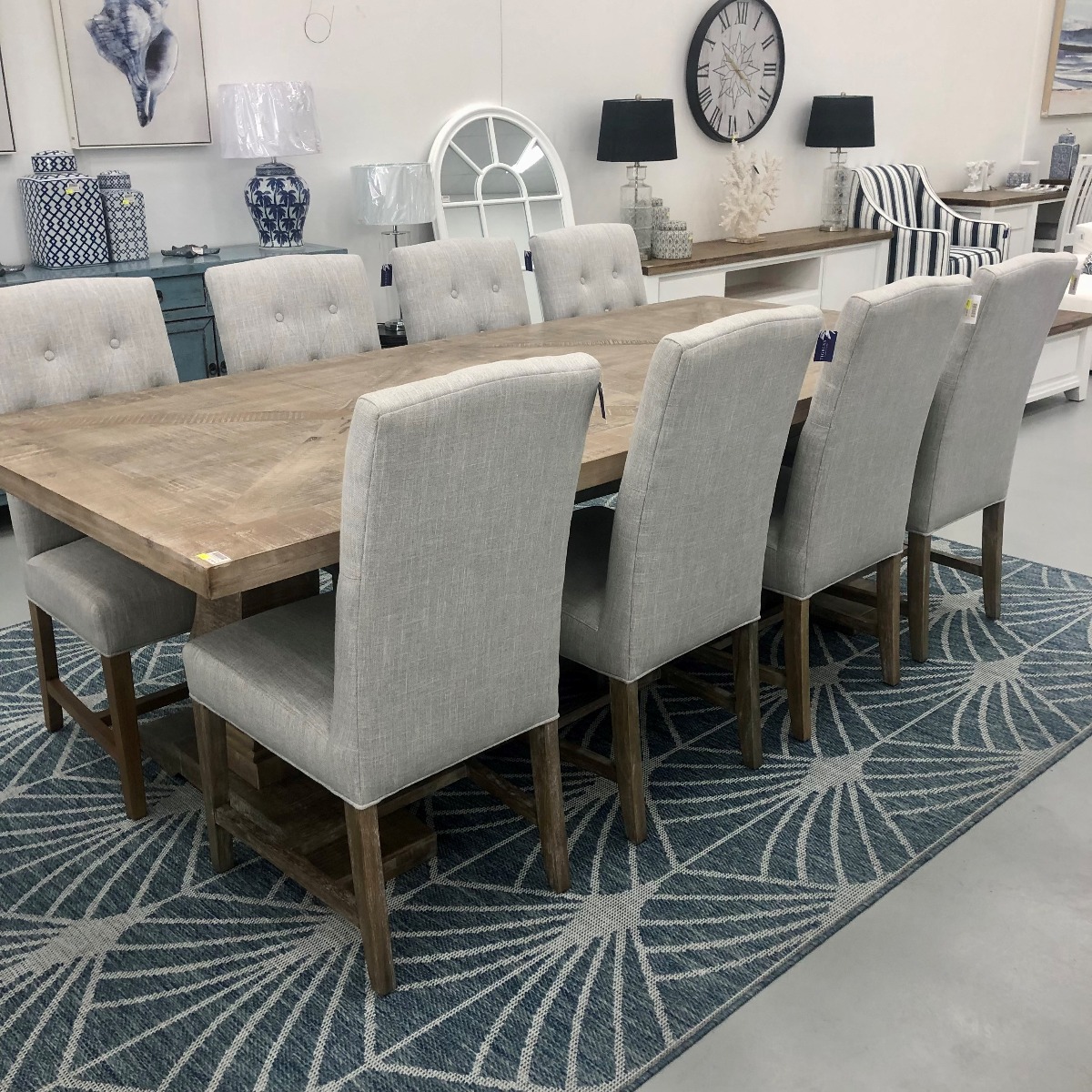 "Tuscany" 9 Piece Dining Package 240cm Hardwood Timber Dining Table with 8 Tiffany Chairs (RRP $4999) - Image 2
