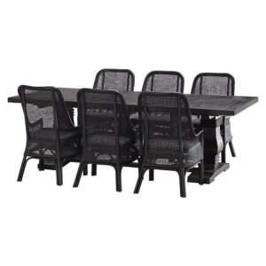 "Tuscany" 7 Piece Dining Package 240cm Hardwood Timber Dining Table with 6 Southbeach Chairs