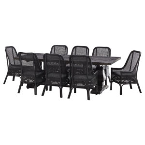 "Tuscany" 9 Piece Dining Package 240cm Hardwood Timber Dining Table with 8 Southbeach Chairs