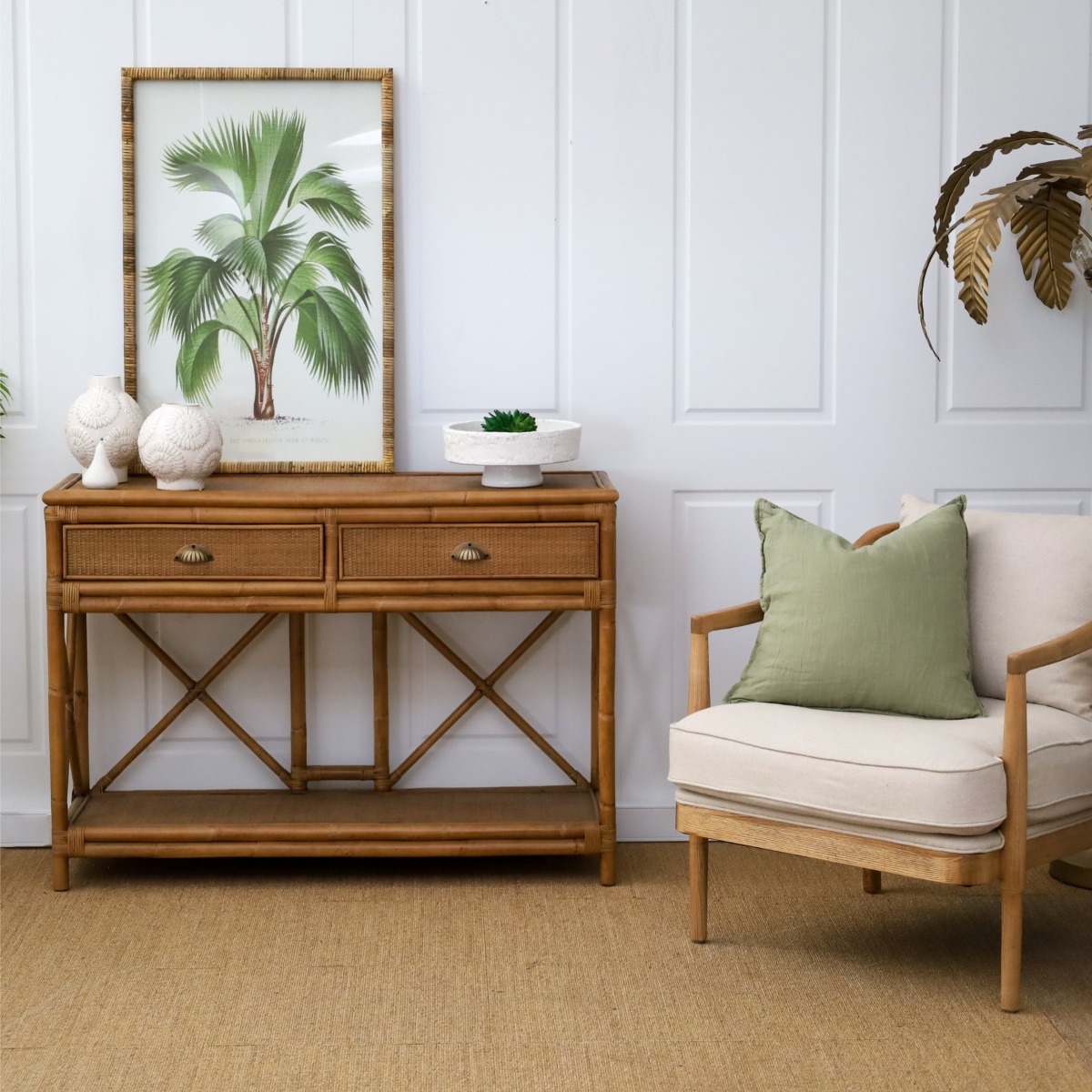 Asteria Armchair Linen Blend Natural, W 91cm D 76cm H 81cm (RRP $1299) - Image 4