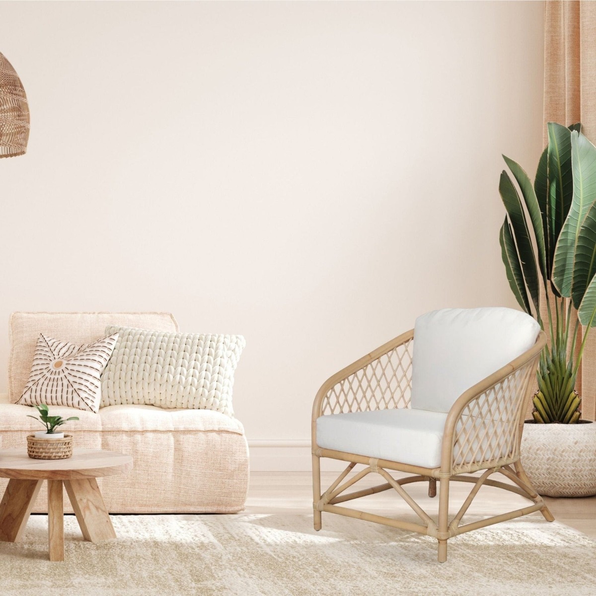 Montego Natural Rattan Lounge Chair with Cushions, W 73cm D 72cmcm H 85cm (RRP $949) - Image 2