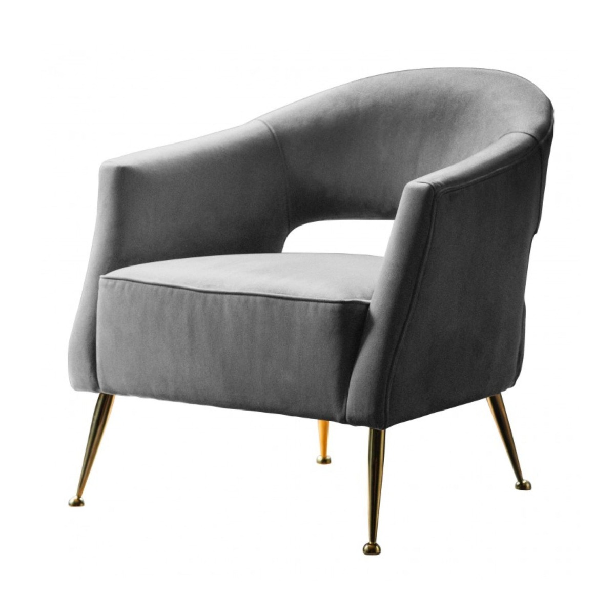 Barletta Armchair Grey Velvet, W 75cm D 73cm H 75 (RRP $1449) - Image 2