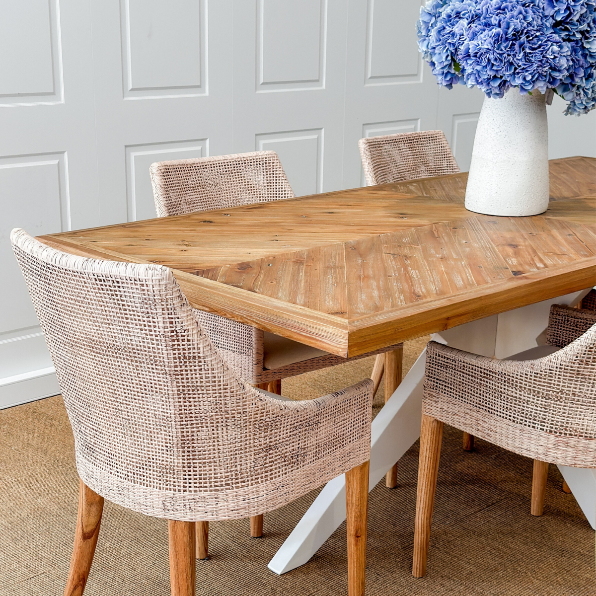 Mudgee 220 cm Dining Table Timber Top White Leg, L 220 W 100 H 78cm (RRP $2499) - Image 5