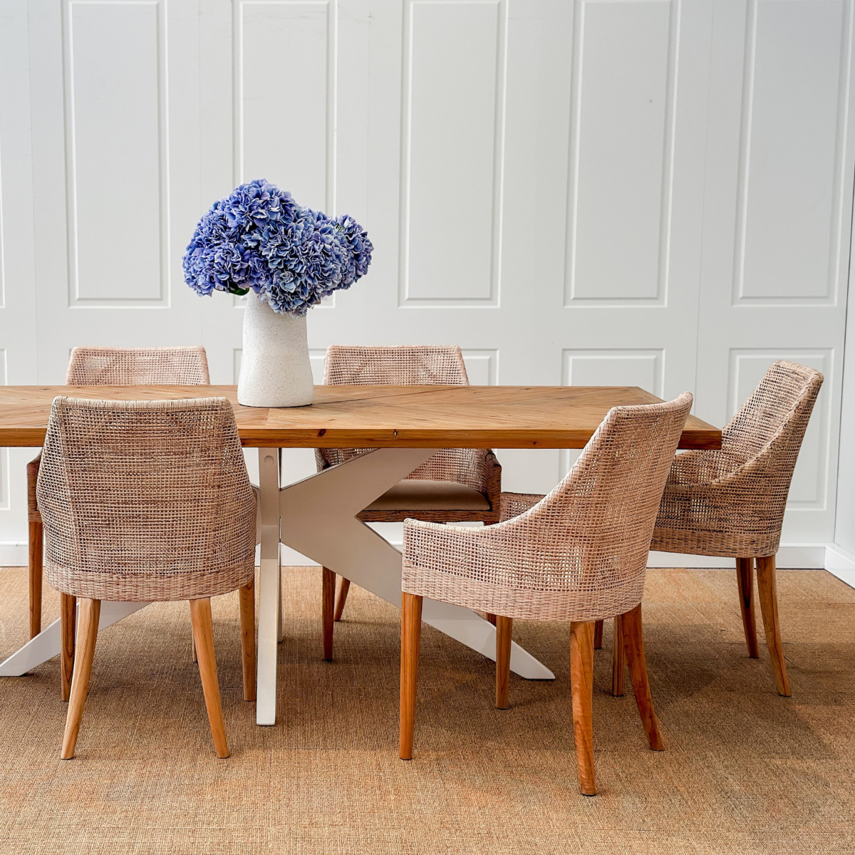 Mudgee 220 cm Dining Table Timber Top White Leg, L 220 W 100 H 78cm (RRP $2499) - Image 6