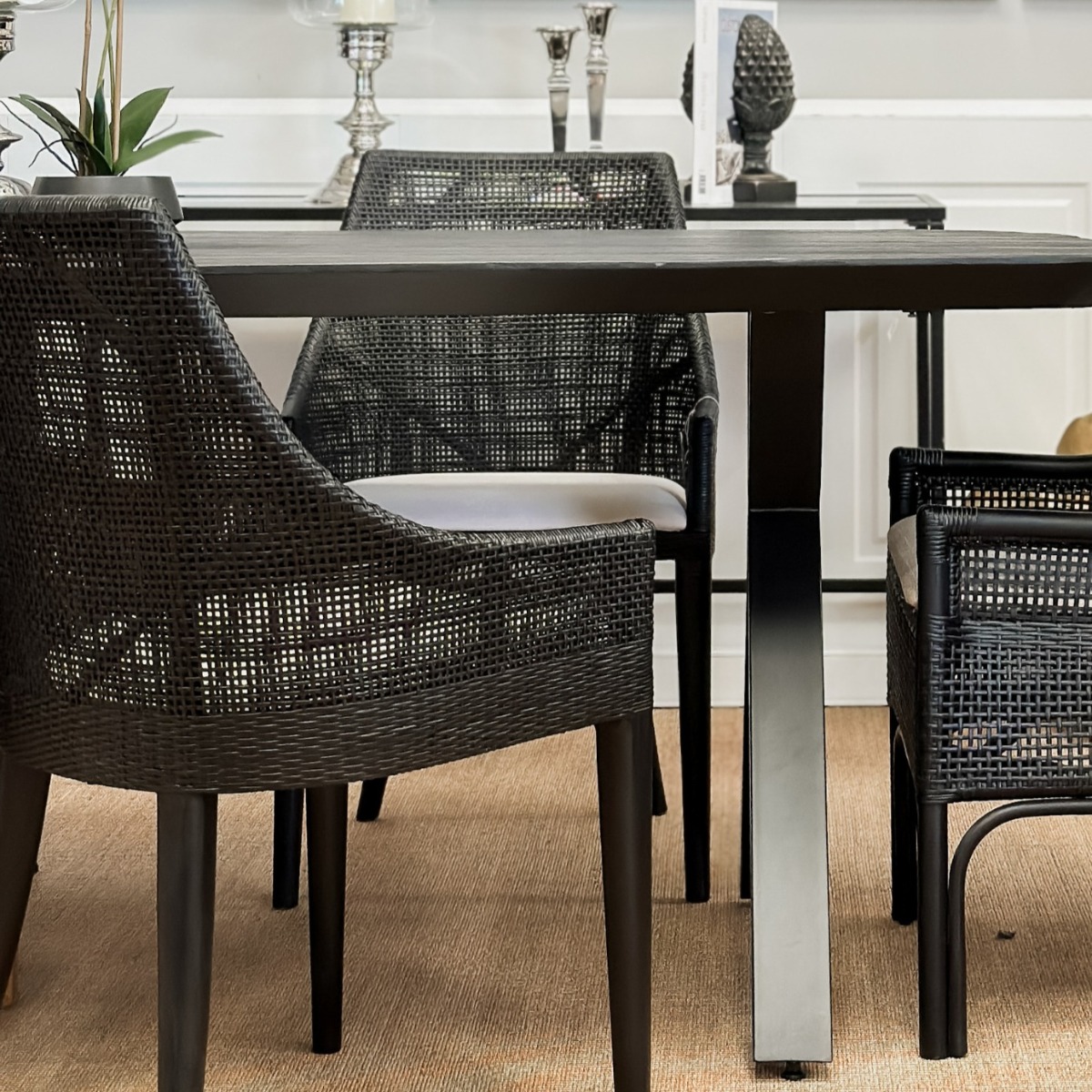 Charlotte Rattan Dining Chair Black, W 54 D 56 H 88cm (RRP $499) - Image 2