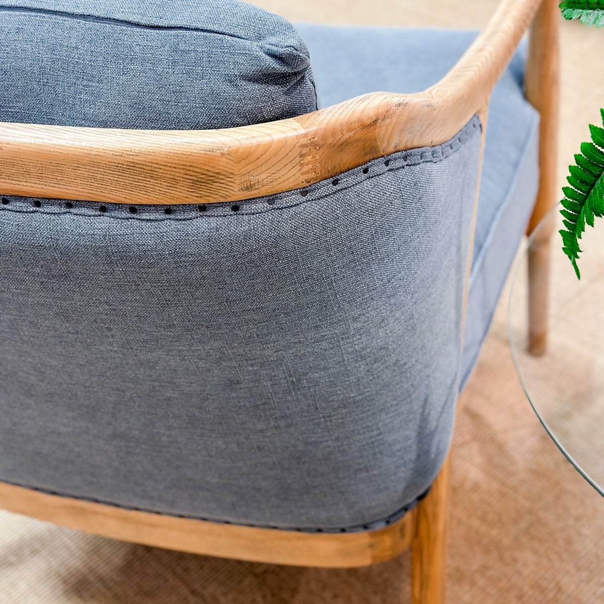 Asteria Armchair Linen Blend Blue, W 91cm D 76cm H 81cm (RRP $1299) - Image 7