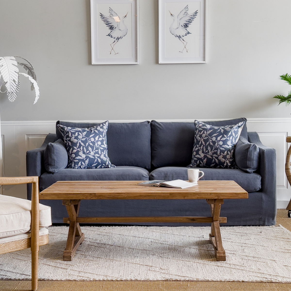Slip Cover Only - Clovelly Hamptons 3 Seat Sofa Navy (RRP $999) - Image 2