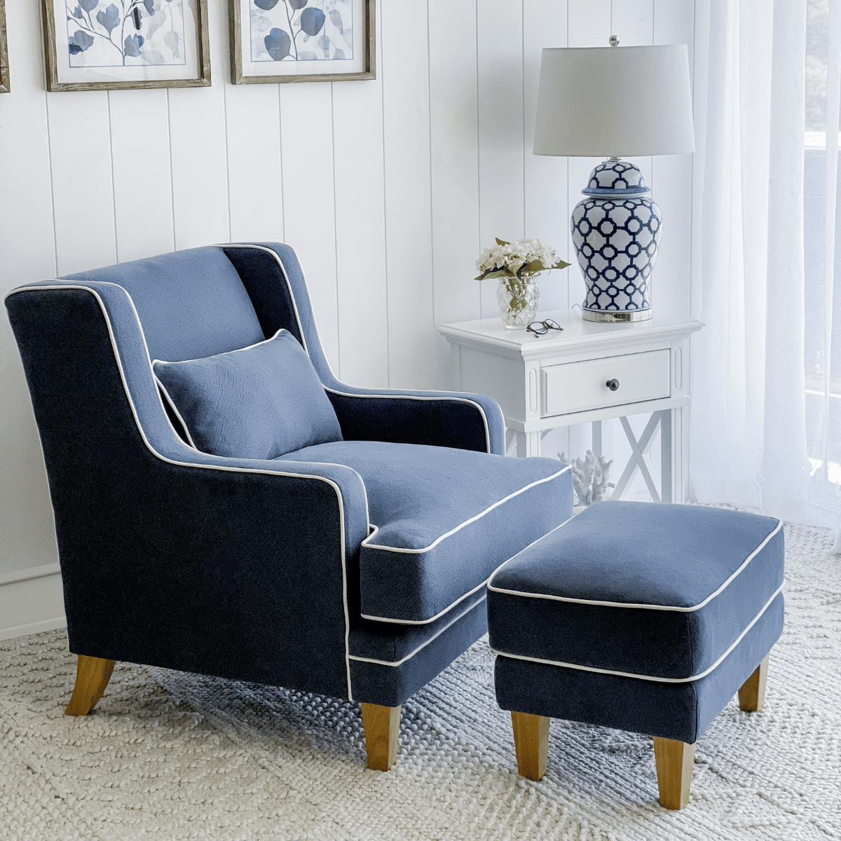Bondi Hamptons Armchair Navy, W 92cm D 85cm H 94cm (RRP $1499) - Image 12