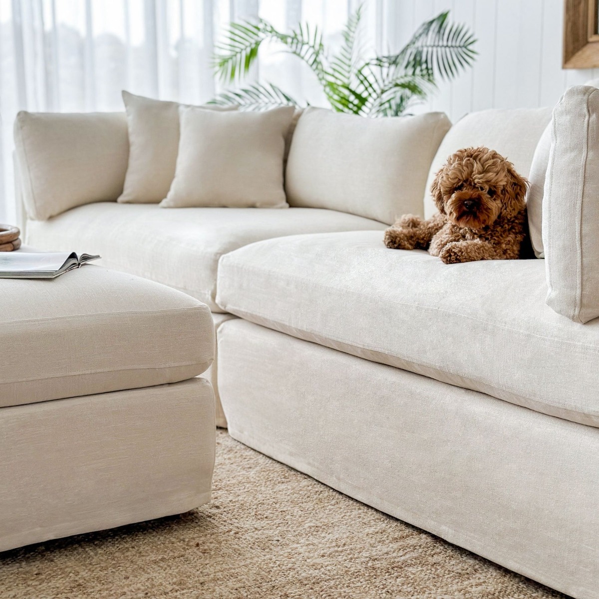 Slip Cover - Marbella Modular Sofa B Ivory, W 150 D 100 H 85cm (RRP $799) - Image 11