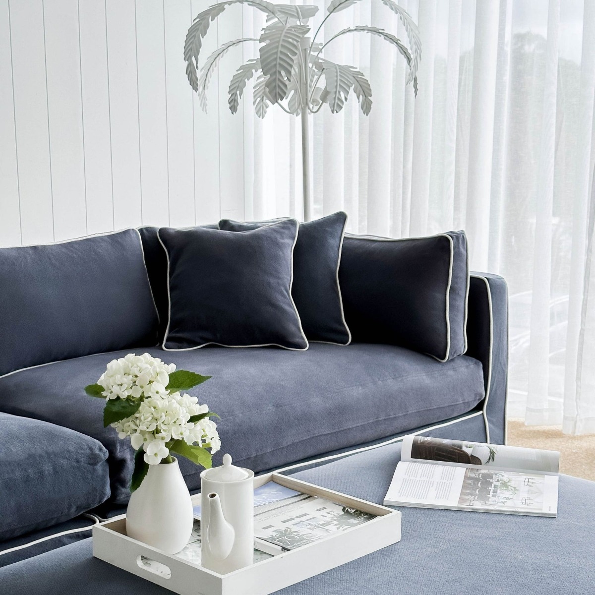 Slip Cover - Marbella Modular Sofa B Navy, W 150 D 100 H 85cm (RRP $899) - Image 13