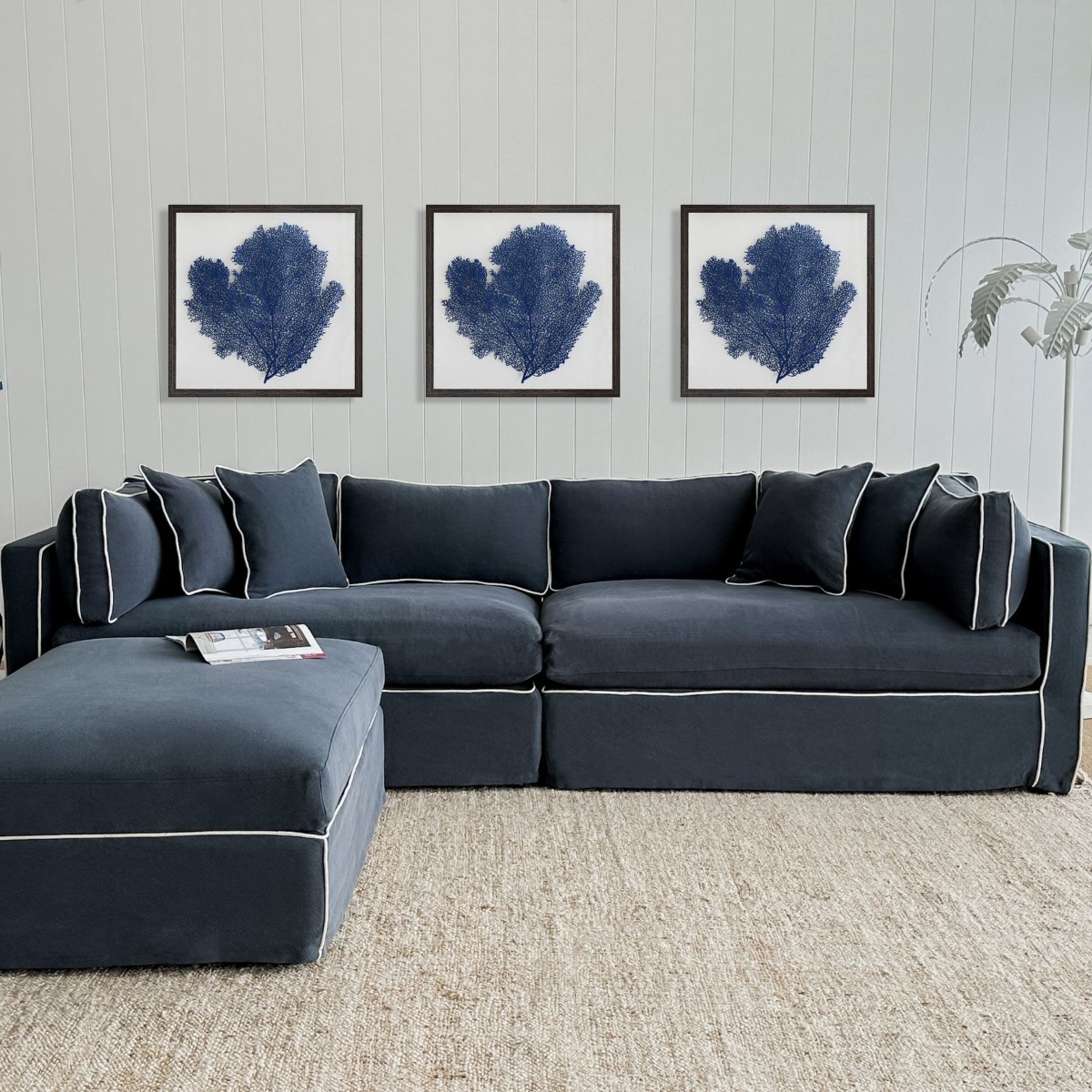 Slip Cover - Marbella Modular Sofa B Navy, W 150 D 100 H 85cm (RRP $899) - Image 11