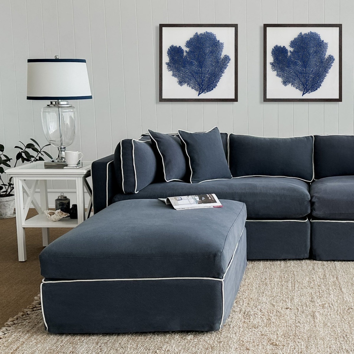 Slip Cover - Marbella Modular Sofa A Navy, W 150 D 100 H 85cm (RRP $799) - Image 13