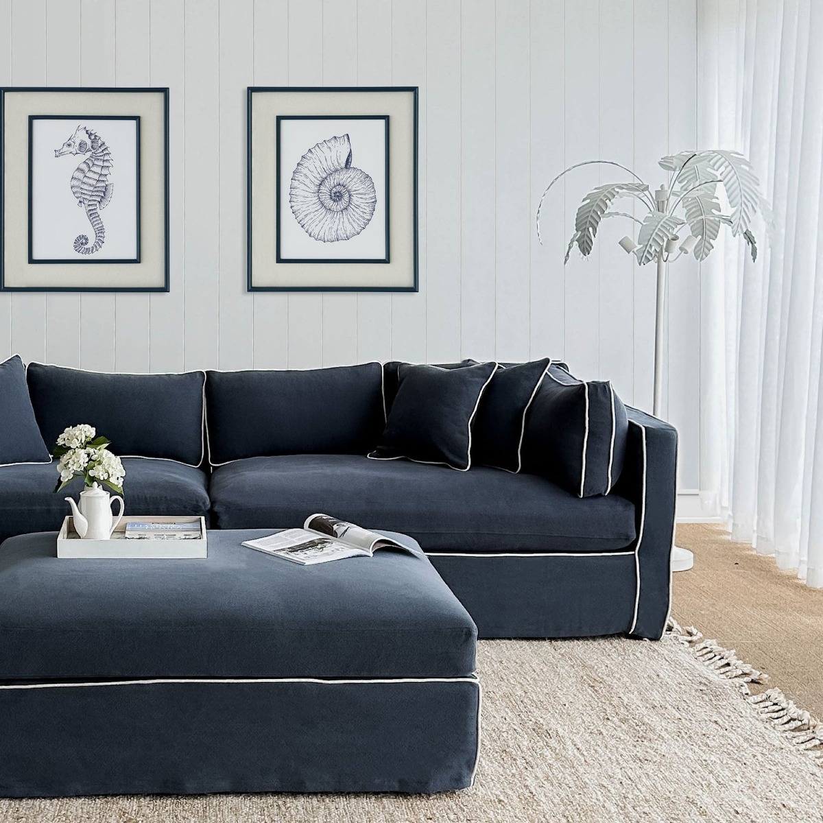 Slip Cover - Marbella Modular Sofa B Navy, W 150 D 100 H 85cm (RRP $899) - Image 12
