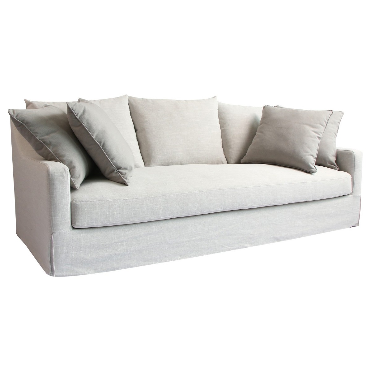 "Samsara" Hamptons Style Fabric 3 Seater Feather Lounge in Linen, 226cm x 105cm x 84cmH - Image 2