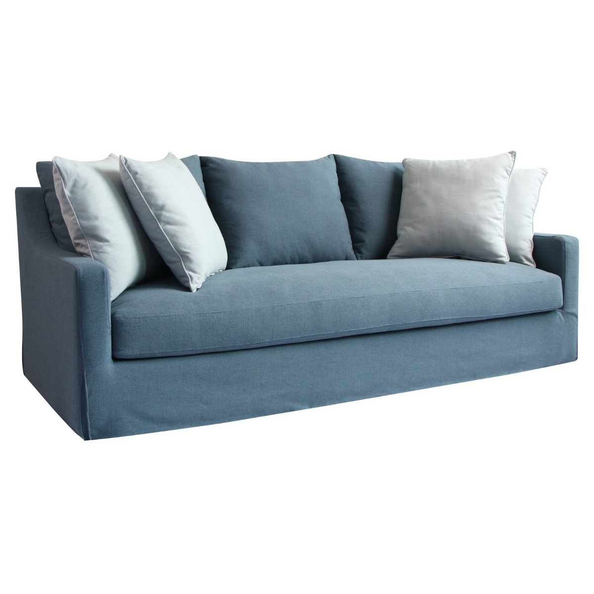 "Samsara" Hamptons Style Fabric 3 Seater Lounge in Blue, 226cm x 105cm x 84cmH - Image 2