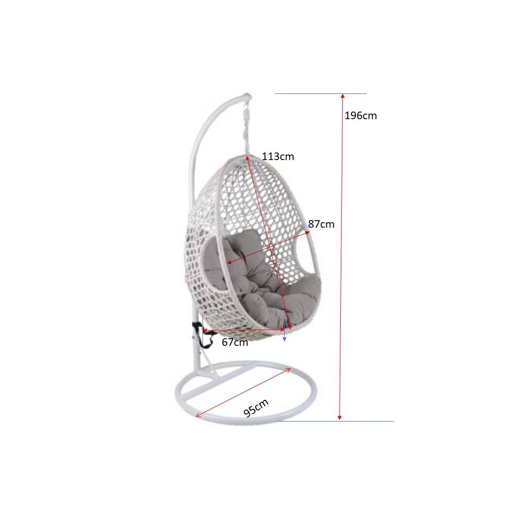 BOXING DAY SALE "Jimmy" Hamptons Style Outdoor Pod Hanging Chair, White (RRP $999) - Image 2