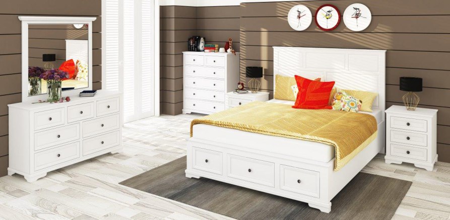 "Emily" Hamptons Style Timber 7 Drawer Dresser White, 132cmL x 45cmD x 85cmH - Image 6