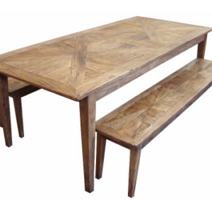 "Villa" Hamptons Style Parquetry Dining Table Recycled Elm, Available in 4 Sizes-270cm x 100cm x 76cmH