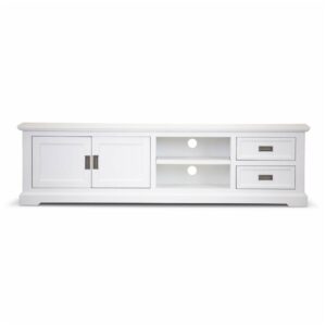 "Cove" Hamptons Style TV Unit 2 Door, 2 Drawers, Brushed White, 220cmW x 45cmD x 60cmH (RRP $1499)
