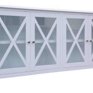 "Montauk" Hamptons Style Timber 4 Door Buffet Sideboard White, 180cmW x42cmD x 90cmH (RRP $1699)